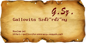 Gallovits Szörény névjegykártya